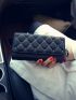 Studded Decor Quilted Flap Long Wallet