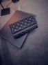 Studded Decor Quilted Flap Long Wallet