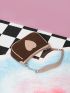 Contrast Binding Heart Decor Baguette Bag