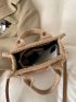 Contrast Binding Letter Detail Square Bag