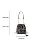 Mini Sequin Decor Drawstring Bucket Bag