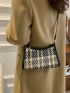 Contrast Binding Plaid Pattern Crossbody Bag