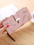 Metal Decor Leaf Graphic Long Wallet