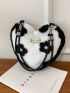 Fluffy Floral Pattern Heart Design Novelty Bag