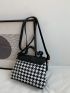 Houndstooth Pattern Flap Satchel Bag