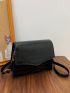 Crocodile Embossed Flap Square Bag