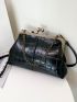 Crocodile Embossed Kiss Lock Square Bag