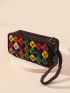 Bead Decor Coin Purse With Wristlet