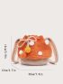 Mini Pom Pom Decor Colorblock Crochet Bucket Bag