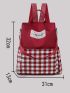 Letter Patch Plaid Pattern Backpack