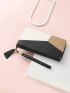 Color Block Long Wallet With Wristlet