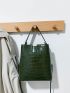 Mini Crocodile Embossed Top Handle Bucket Bag