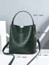 Mini Crocodile Embossed Top Handle Bucket Bag