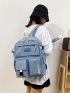 Letter Patch Buckle Decor Large Capacity Functional Backpack