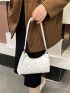 Artificial Patent Leather Quilted Baguette Bag