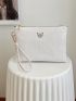 Metal Butterfly Decor Crocodile Embossed Square Bag