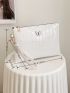 Metal Butterfly Decor Crocodile Embossed Square Bag