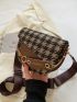 Houndstooth Pattern Flap Saddle Bag