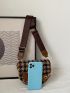 Houndstooth Pattern Flap Saddle Bag
