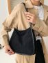 Corduroy Snap Button Shoulder Tote Bag