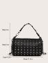 Mini Litchi Embossed Studded Decor Bucket Bag