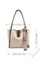 Letter Tape Decor Shoulder Tote Bag