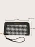 Houndstooth Zip Long Wallet