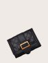 Buckle Decor Quilted Small Wallet