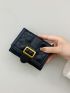 Buckle Decor Quilted Small Wallet