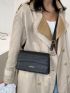 Letter Graphic Croc Embossed Crossbody Bag