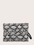 Snakeskin Print Clutch Bag