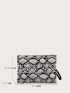 Snakeskin Print Clutch Bag