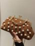 Faux Pearl Decor Kiss Lock Satchel Bag