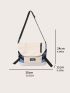 Colorblock Letter Detail Flap Shoulder Bag