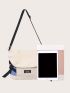 Colorblock Letter Detail Flap Shoulder Bag