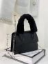 Mini Minimalist Fluffy Detail Flap Satchel Bag