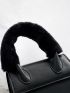 Mini Minimalist Fluffy Detail Flap Satchel Bag