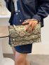 Studded Decor Snakeskin Clutch Bag