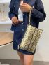 Studded Decor Snakeskin Clutch Bag