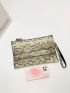 Studded Decor Snakeskin Clutch Bag