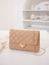 Quilted Push Lock Flap Chain Bag