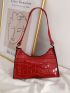 Croc Embossed Shoulder Bag