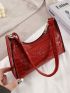 Croc Embossed Shoulder Bag