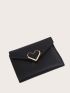 Metal Heart Decor Fold Over Small Wallet