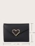 Metal Heart Decor Fold Over Small Wallet