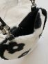 Checkered Pattern Heart Design Fluffy Shoulder Tote Bag
