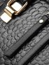 Croc Embossed Double Handle Satchel Bag