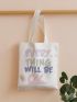 Large Capacity Colorblock Letter Graphic Shopper Bag