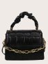 Crocodile Embossed Chain Decor Square Bag