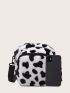 Mini Cow Pattern Fluffy Crossbody Bag
